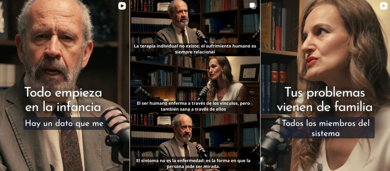 Tres publicaciones recientes de Formación Psicoterapia en Instagram, con el Dr. José Luis Marín
